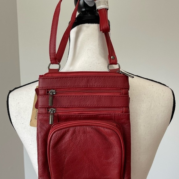 Maze Exclusive Leather Crossbody bag purse zippered multi pocket work casual NWT - Picture 15 of 16